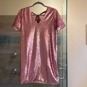 Lulu’s rose gold pink sequin dress small